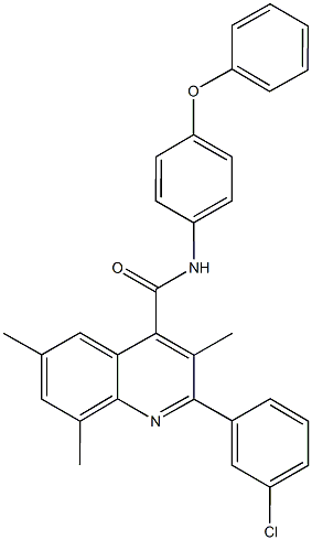 2-(3-chlorophenyl)-3,6,8-trimethyl-N-(4-phenoxyphenyl)-4-quinolinecarboxamide Struktur