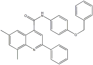 N-[4-(benzyloxy)phenyl]-6,8-dimethyl-2-phenyl-4-quinolinecarboxamide Struktur