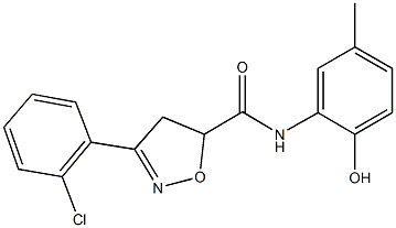 3-(2-chlorophenyl)-N-(2-hydroxy-5-methylphenyl)-4,5-dihydro-5-isoxazolecarboxamide Struktur