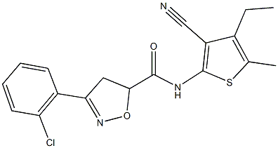 3-(2-chlorophenyl)-N-(3-cyano-4-ethyl-5-methyl-2-thienyl)-4,5-dihydro-5-isoxazolecarboxamide Struktur