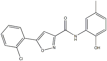 5-(2-chlorophenyl)-N-(2-hydroxy-5-methylphenyl)-3-isoxazolecarboxamide Struktur