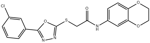 2-{[5-(3-chlorophenyl)-1,3,4-oxadiazol-2-yl]sulfanyl}-N-(2,3-dihydro-1,4-benzodioxin-6-yl)acetamide Struktur