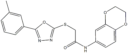 N-(2,3-dihydro-1,4-benzodioxin-6-yl)-2-{[5-(3-methylphenyl)-1,3,4-oxadiazol-2-yl]sulfanyl}acetamide Struktur