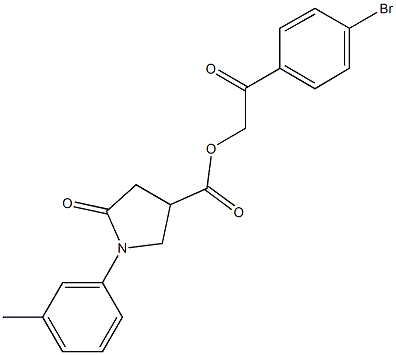 2-(4-bromophenyl)-2-oxoethyl 1-(3-methylphenyl)-5-oxo-3-pyrrolidinecarboxylate Struktur