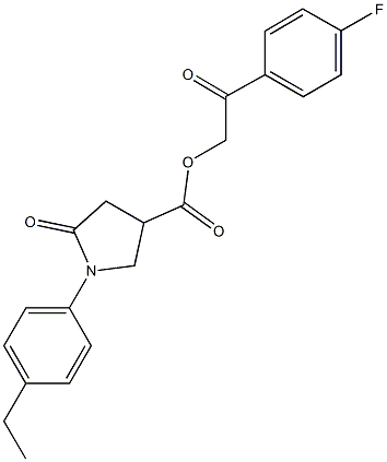 2-(4-fluorophenyl)-2-oxoethyl 1-(4-ethylphenyl)-5-oxo-3-pyrrolidinecarboxylate Struktur