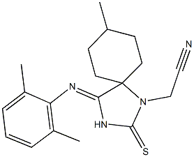 {4-[(2,6-dimethylphenyl)imino]-8-methyl-2-thioxo-1,3-diazaspiro[4.5]dec-1-yl}acetonitrile Struktur