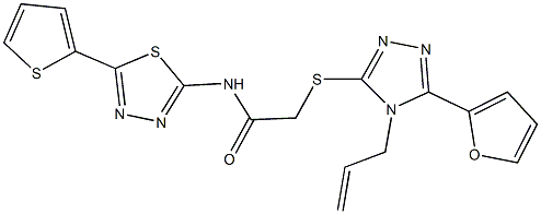 2-{[4-allyl-5-(2-furyl)-4H-1,2,4-triazol-3-yl]sulfanyl}-N-[5-(2-thienyl)-1,3,4-thiadiazol-2-yl]acetamide Struktur