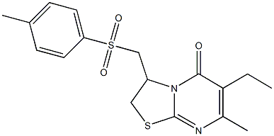 6-ethyl-7-methyl-3-{[(4-methylphenyl)sulfonyl]methyl}-2,3-dihydro-5H-[1,3]thiazolo[3,2-a]pyrimidin-5-one Struktur