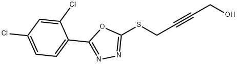 4-{[5-(2,4-dichlorophenyl)-1,3,4-oxadiazol-2-yl]sulfanyl}-2-butyn-1-ol Struktur