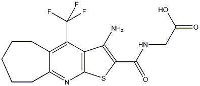 ({[3-amino-4-(trifluoromethyl)-6,7,8,9-tetrahydro-5H-cyclohepta[b]thieno[3,2-e]pyridin-2-yl]carbonyl}amino)acetic acid Struktur