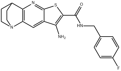 5-amino-N-(4-fluorobenzyl)-7-thia-1,9-diazatetracyclo[9.2.2.0~2,10~.0~4,8~]pentadeca-2(10),3,5,8-tetraene-6-carboxamide Struktur