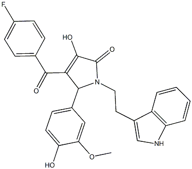 4-(4-fluorobenzoyl)-3-hydroxy-5-(4-hydroxy-3-methoxyphenyl)-1-[2-(1H-indol-3-yl)ethyl]-1,5-dihydro-2H-pyrrol-2-one Struktur