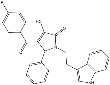 4-(4-fluorobenzoyl)-3-hydroxy-1-[2-(1H-indol-3-yl)ethyl]-5-phenyl-1,5-dihydro-2H-pyrrol-2-one Struktur