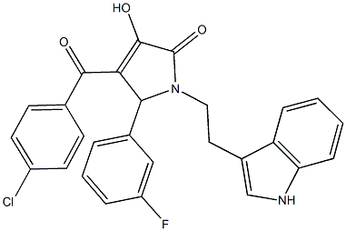 4-(4-chlorobenzoyl)-5-(3-fluorophenyl)-3-hydroxy-1-[2-(1H-indol-3-yl)ethyl]-1,5-dihydro-2H-pyrrol-2-one Struktur