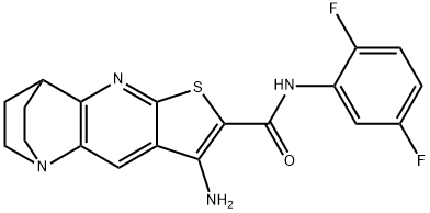 8-amino-N-(2,5-difluorophenyl)-1,2,3,4-tetrahydro-1,4-ethanothieno[2,3-b][1,5]naphthyridine-7-carboxamide Struktur