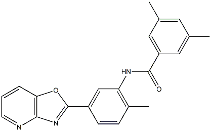 3,5-dimethyl-N-(2-methyl-5-[1,3]oxazolo[4,5-b]pyridin-2-ylphenyl)benzamide Struktur