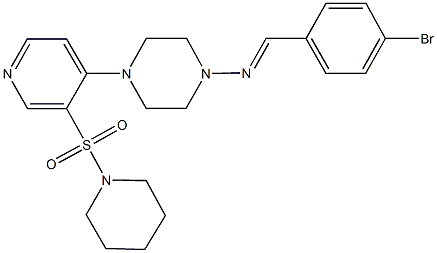 N-(4-bromobenzylidene)-N-{4-[3-(1-piperidinylsulfonyl)-4-pyridinyl]-1-piperazinyl}amine Struktur