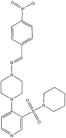 1-({4-nitrobenzylidene}amino)-4-[3-(1-piperidinylsulfonyl)-4-pyridinyl]piperazine Struktur