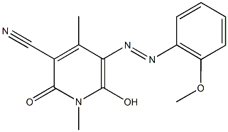 6-hydroxy-5-[(2-methoxyphenyl)diazenyl]-1,4-dimethyl-2-oxo-1,2-dihydro-3-pyridinecarbonitrile Struktur