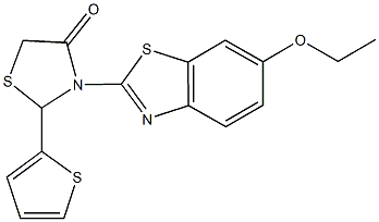 3-(6-ethoxy-1,3-benzothiazol-2-yl)-2-(2-thienyl)-1,3-thiazolidin-4-one Struktur