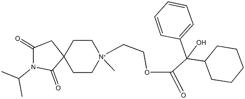 8-(2-{[cyclohexyl(hydroxy)phenylacetyl]oxy}ethyl)-2-isopropyl-8-methyl-1,3-dioxo-2-aza-8-azoniaspiro[4.5]decane Struktur