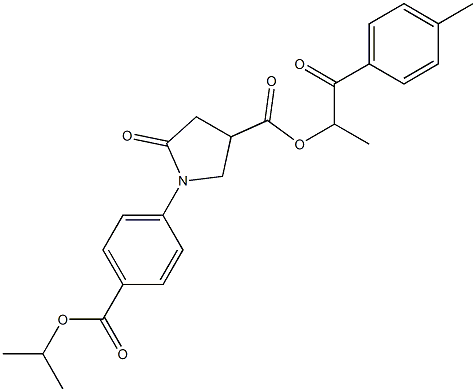 1-methyl-2-(4-methylphenyl)-2-oxoethyl 1-[4-(isopropoxycarbonyl)phenyl]-5-oxo-3-pyrrolidinecarboxylate Struktur