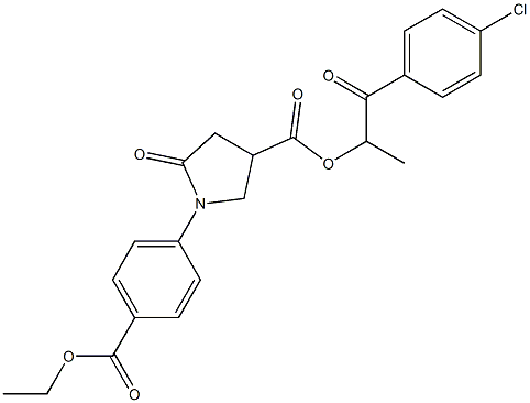 2-(4-chlorophenyl)-1-methyl-2-oxoethyl 1-[4-(ethoxycarbonyl)phenyl]-5-oxo-3-pyrrolidinecarboxylate Struktur