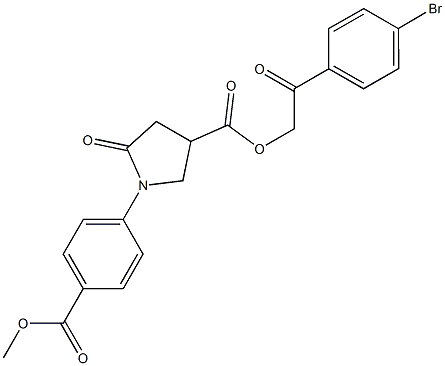 2-(4-bromophenyl)-2-oxoethyl 1-[4-(methoxycarbonyl)phenyl]-5-oxo-3-pyrrolidinecarboxylate Struktur