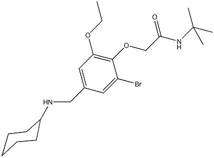 2-{2-bromo-4-[(cyclohexylamino)methyl]-6-ethoxyphenoxy}-N-(tert-butyl)acetamide Struktur