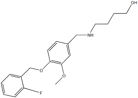 4-({4-[(2-fluorobenzyl)oxy]-3-methoxybenzyl}amino)-1-butanol Struktur