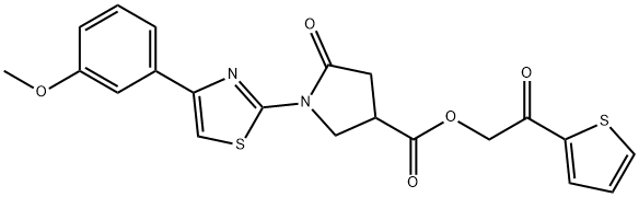 2-oxo-2-(2-thienyl)ethyl 1-[4-(3-methoxyphenyl)-1,3-thiazol-2-yl]-5-oxo-3-pyrrolidinecarboxylate Struktur