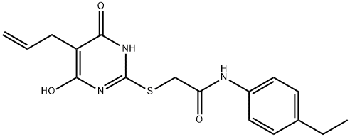 2-[(5-allyl-4-hydroxy-6-oxo-1,6-dihydro-2-pyrimidinyl)sulfanyl]-N-(4-ethylphenyl)acetamide Struktur