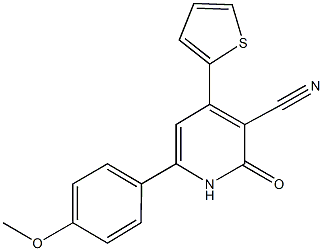 6-(4-methoxyphenyl)-2-oxo-4-(2-thienyl)-1,2-dihydro-3-pyridinecarbonitrile Struktur