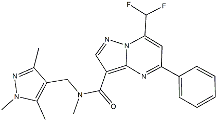 7-(difluoromethyl)-N-methyl-5-phenyl-N-[(1,3,5-trimethyl-1H-pyrazol-4-yl)methyl]pyrazolo[1,5-a]pyrimidine-3-carboxamide Struktur