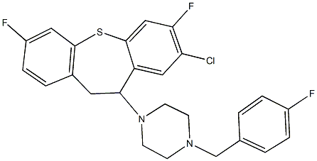 1-(8-chloro-3,7-difluoro-10,11-dihydrodibenzo[b,f]thiepin-10-yl)-4-(4-fluorobenzyl)piperazine Struktur