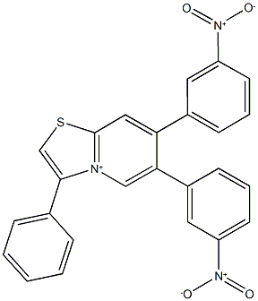 6,7-bis(3-nitrophenyl)-3-phenyl[1,3]thiazolo[3,2-a]pyridin-4-ium Struktur