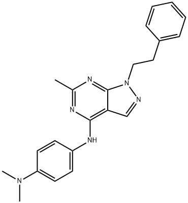 N-[4-(dimethylamino)phenyl]-N-[6-methyl-1-(2-phenylethyl)-1H-pyrazolo[3,4-d]pyrimidin-4-yl]amine Struktur