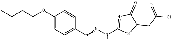 {2-[(4-butoxybenzylidene)hydrazono]-4-oxo-1,3-thiazolidin-5-yl}acetic acid Struktur