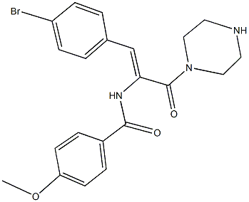 N-[2-(4-bromophenyl)-1-(1-piperazinylcarbonyl)vinyl]-4-methoxybenzamide Struktur