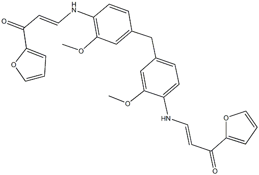 1-(2-furyl)-3-[4-(4-{[3-(2-furyl)-3-oxo-1-propenyl]amino}-3-methoxybenzyl)-2-methoxyanilino]-2-propen-1-one Struktur