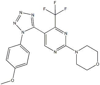 methyl 4-{5-[2-(4-morpholinyl)-4-(trifluoromethyl)-5-pyrimidinyl]-1H-tetraazol-1-yl}phenyl ether Struktur