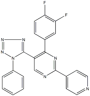 4-(3,4-difluorophenyl)-5-(1-phenyl-1H-tetraazol-5-yl)-2-(4-pyridinyl)pyrimidine Struktur