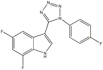 5,7-difluoro-3-[1-(4-fluorophenyl)-1H-tetraazol-5-yl]-1H-indole Struktur