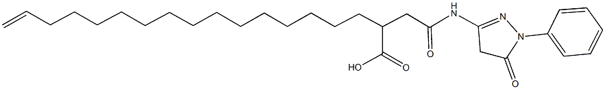 2-{2-oxo-2-[(5-oxo-1-phenyl-4,5-dihydro-1H-pyrazol-3-yl)amino]ethyl}-17-octadecenoic acid Struktur