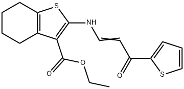 ethyl 2-{[3-oxo-3-(2-thienyl)-1-propenyl]amino}-4,5,6,7-tetrahydro-1-benzothiophene-3-carboxylate Struktur