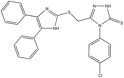 4-(4-chlorophenyl)-5-{[(4,5-diphenyl-1H-imidazol-2-yl)sulfanyl]methyl}-2,4-dihydro-3H-1,2,4-triazole-3-thione Struktur