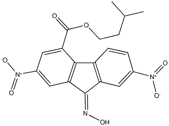 isopentyl 9-(hydroxyimino)-2,7-bisnitro-9H-fluorene-4-carboxylate Struktur