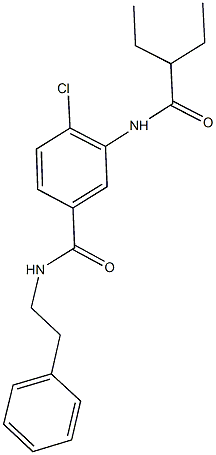 4-chloro-3-[(2-ethylbutanoyl)amino]-N-(2-phenylethyl)benzamide Struktur