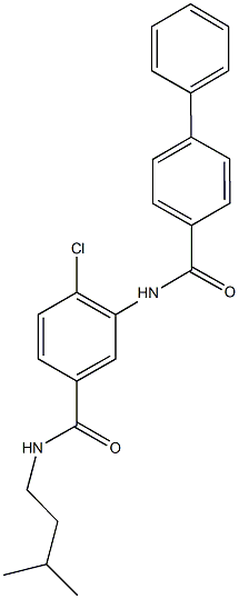 N-{2-chloro-5-[(isopentylamino)carbonyl]phenyl}[1,1'-biphenyl]-4-carboxamide Struktur