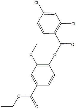 4-(ethoxycarbonyl)-2-methoxyphenyl 2,4-dichlorobenzoate Struktur